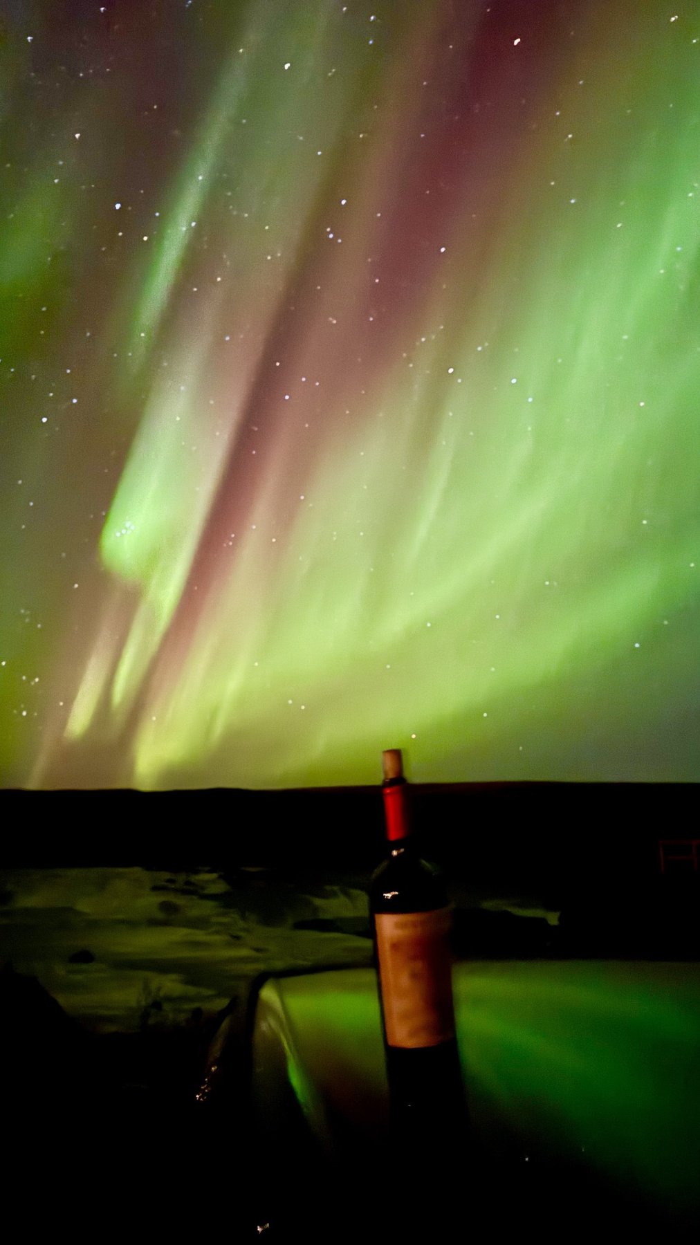 Favourite red wine beneath the aurora in Iceland Season 4